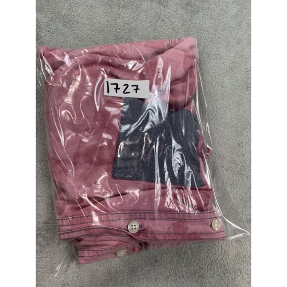 Red Camel Men's XXL Pink Leaf Print Tropical Floral Button-Down Polo Shirt - Picture 7 of 7